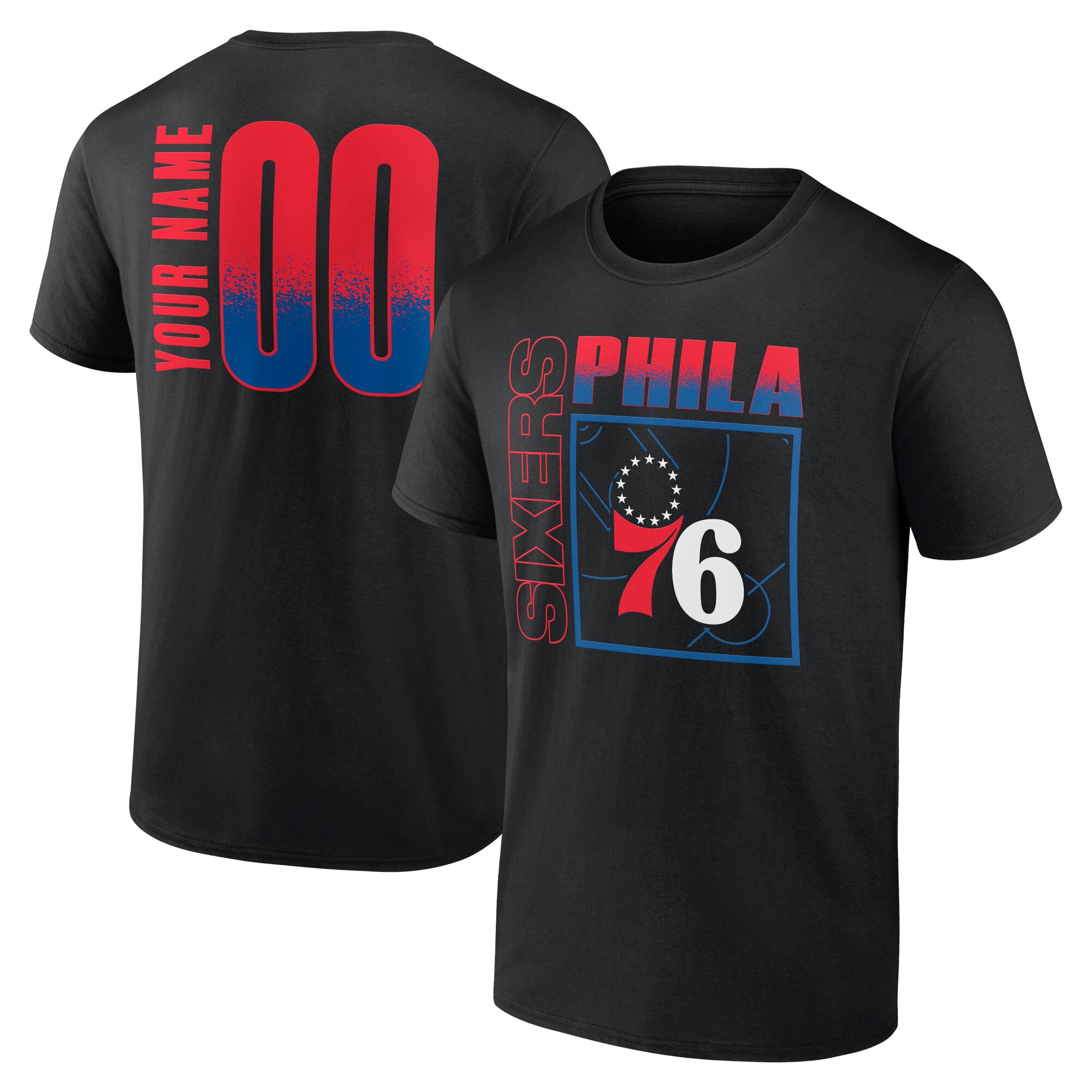 Men's Black Philadelphia 76ers  Home Court Pop Personalized Name & Number T-Shirt