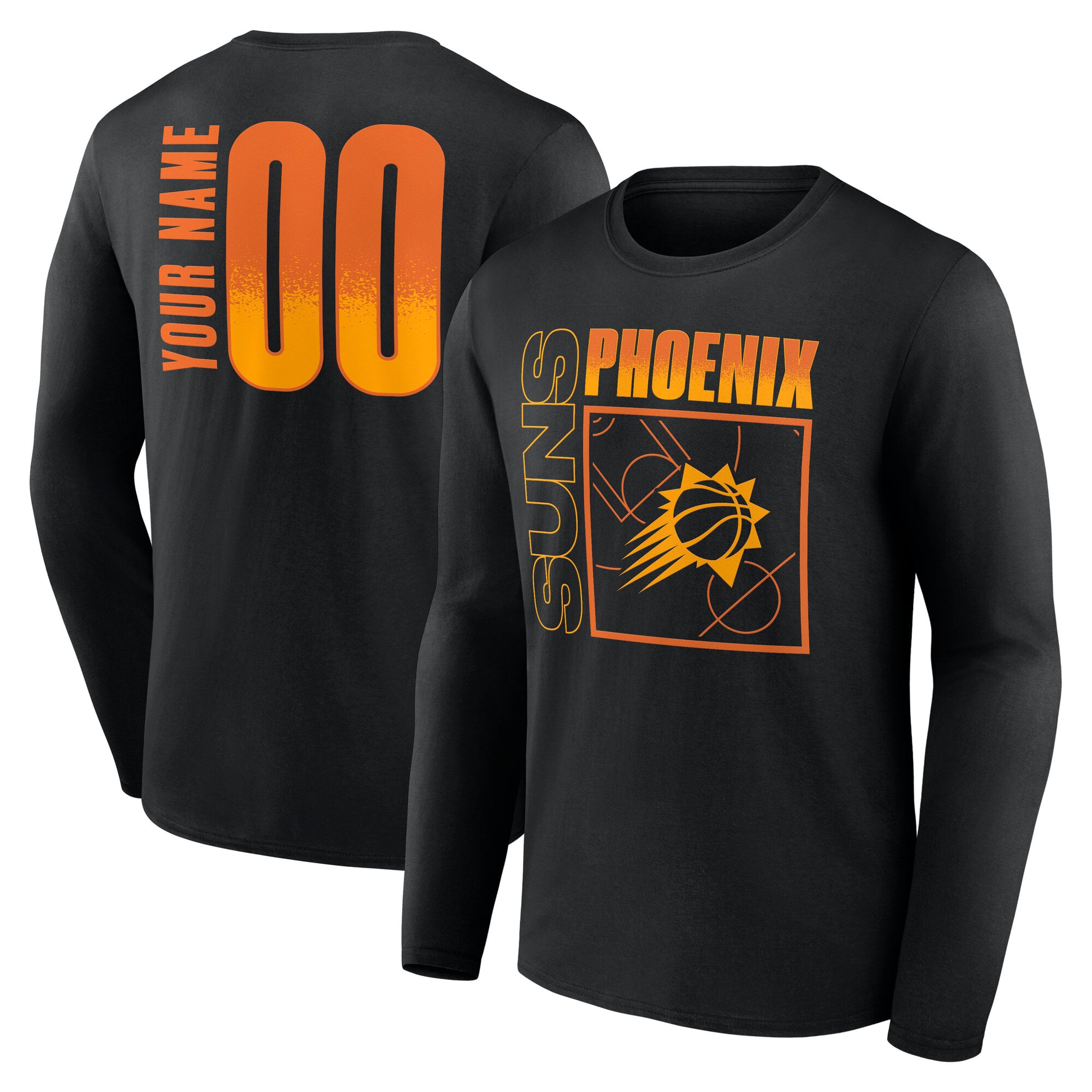 Men's Black Phoenix Suns  Home Court Pop Personalized Name & Number Long Sleeve T-Shirt