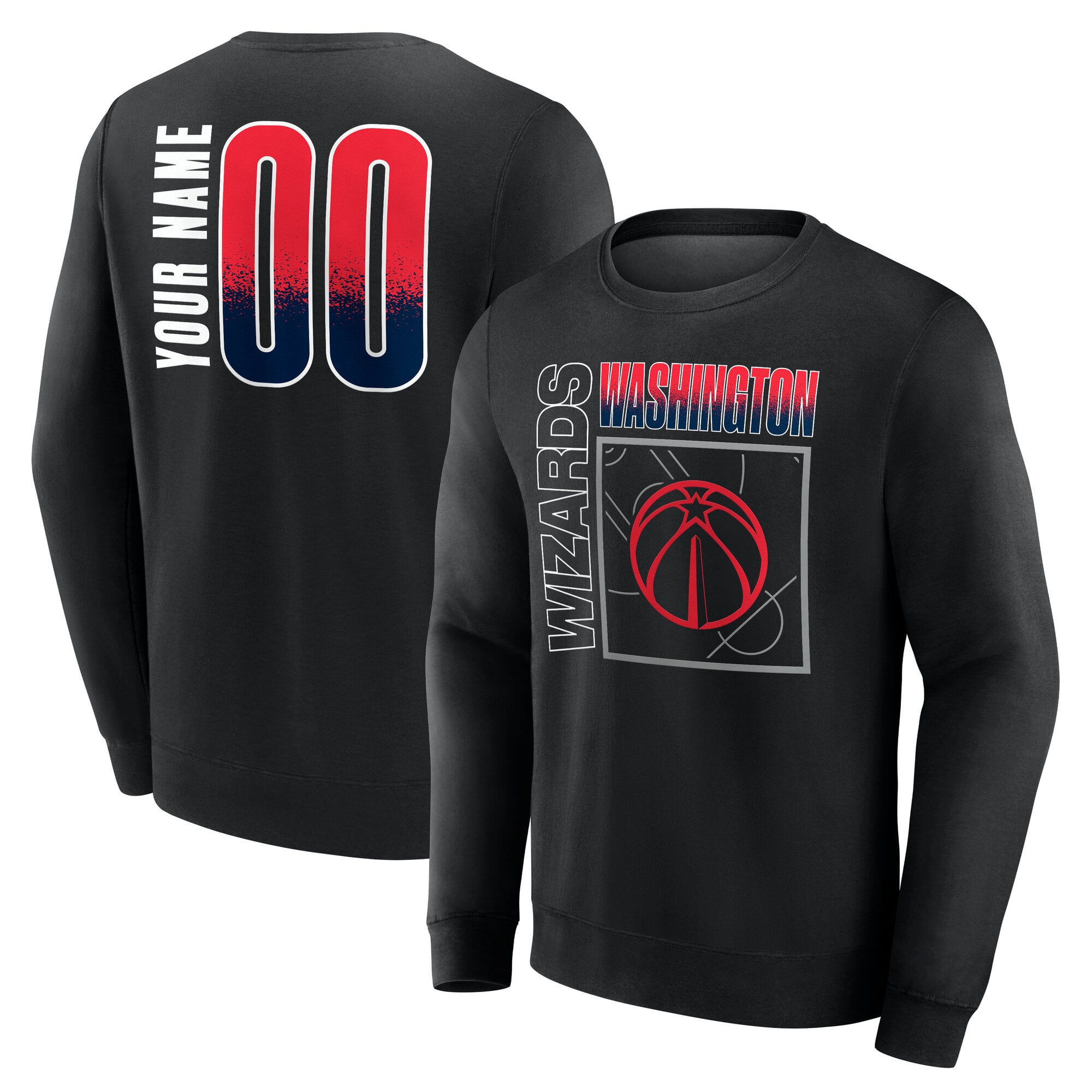 Men's Black Washington Wizards  Home Court Pop Personalized Name & Number Sweatshirt