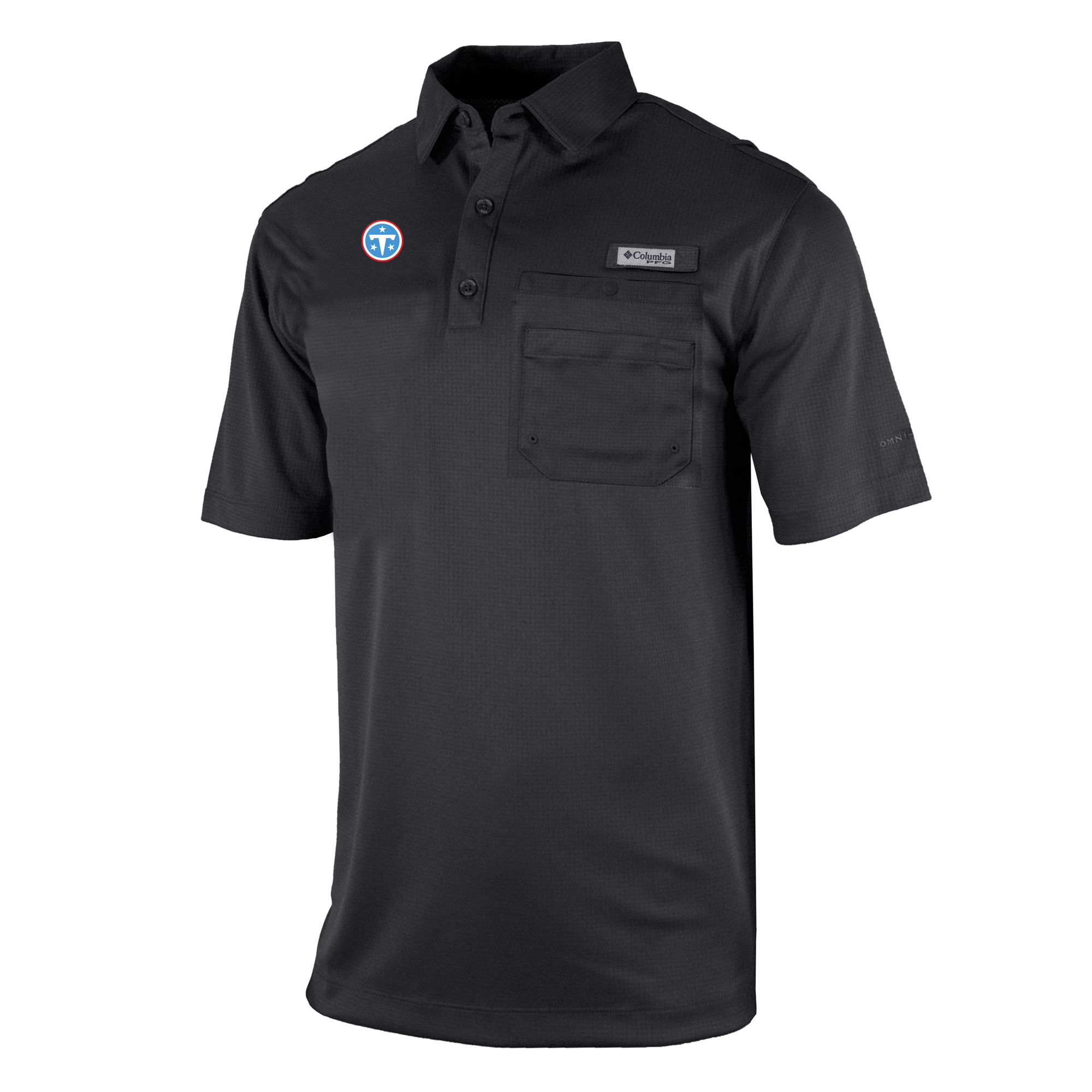 Men's Columbia  Black Tennessee Titans Omni-Wick Flycaster Pocket Polo
