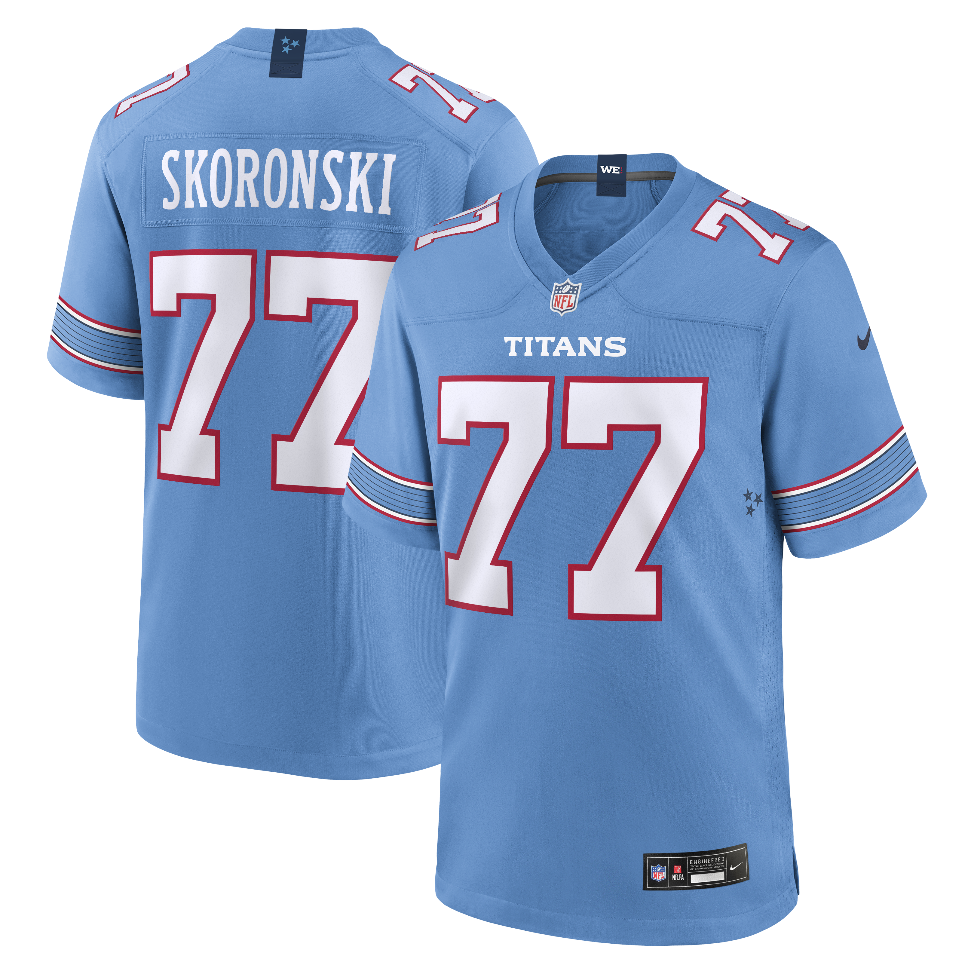 Men's Nike Peter Skoronski Light Blue Tennessee Titans Game Jersey