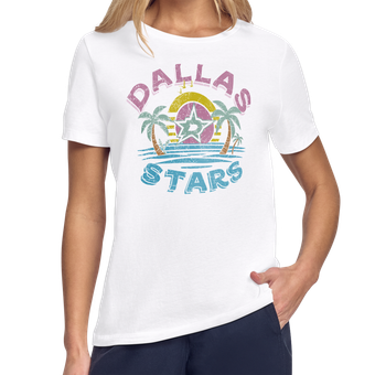 Women's Starter White Dallas Stars Tonal Beach T-Shirt
