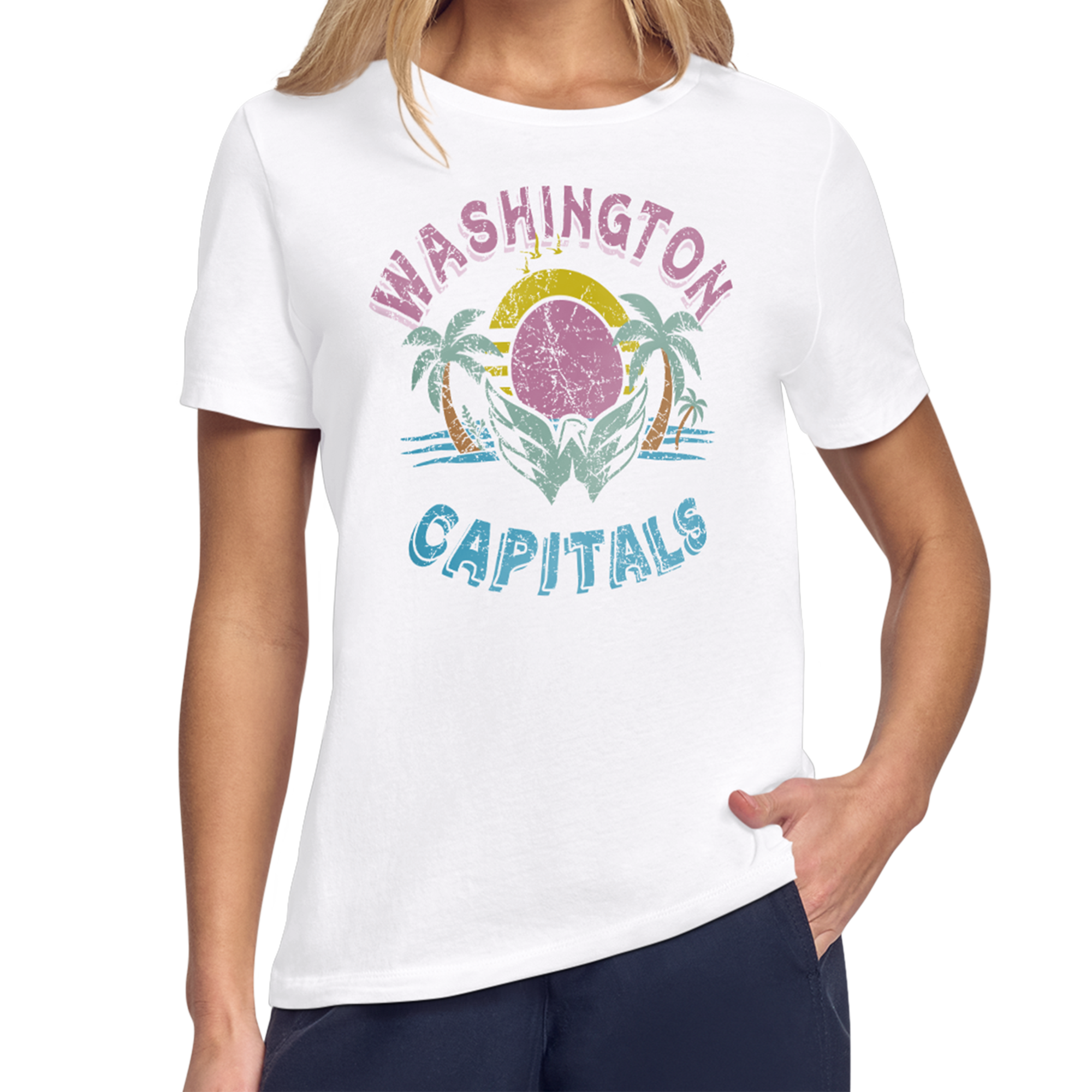 Women’s Starter White Washington Capitals Tonal Beach T-Shirt
