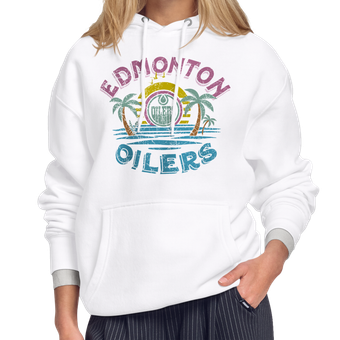 Women's Starter White Edmonton Oilers Tonal Beach Hoodie