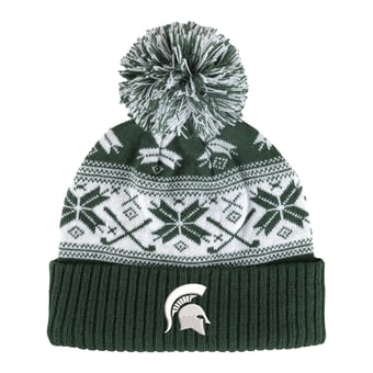 Unisex Ahead  Green Michigan State Spartans Cuffed Knit Hat with Pom