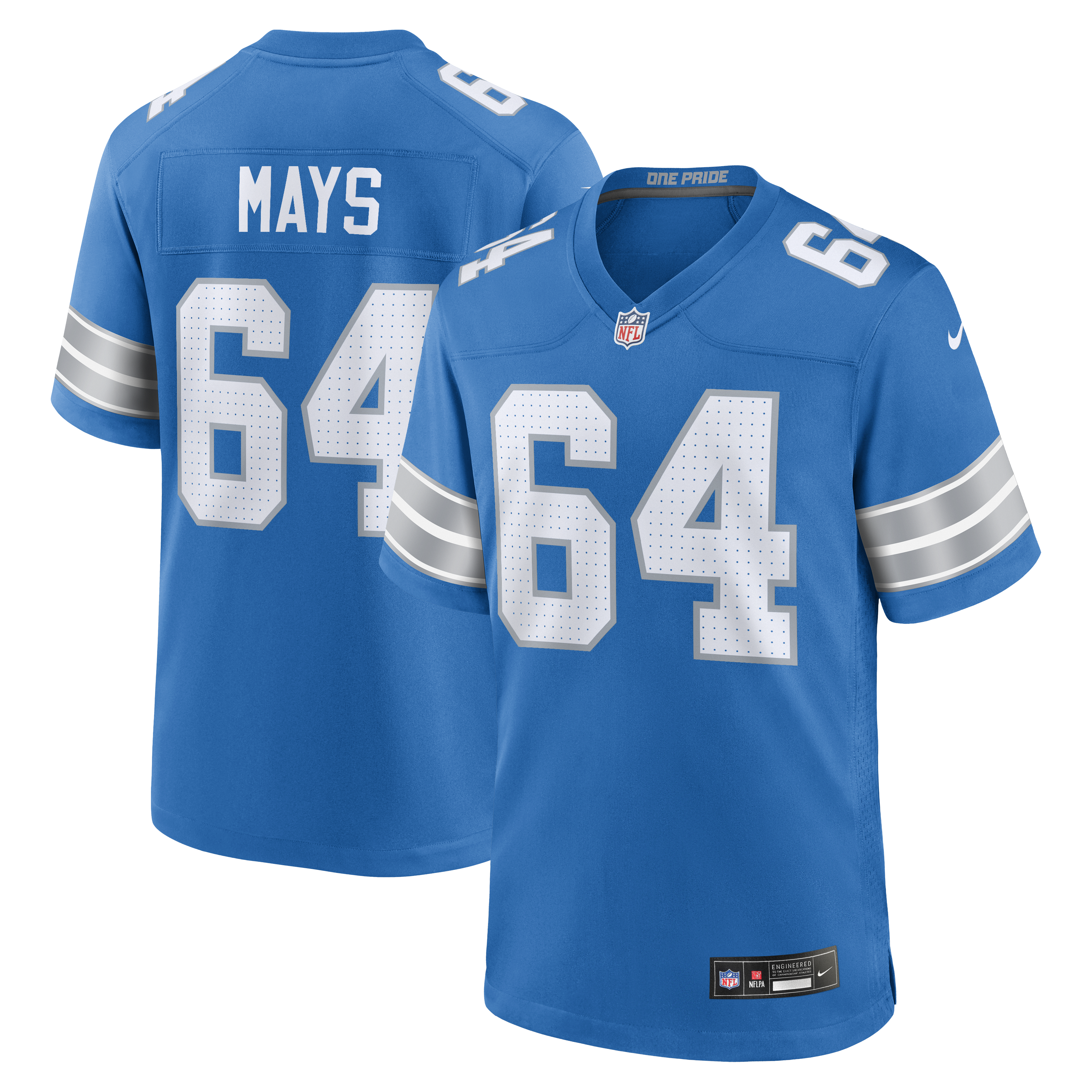 Men's Nike Cade Mays  Blue Detroit Lions Team Game Jersey
