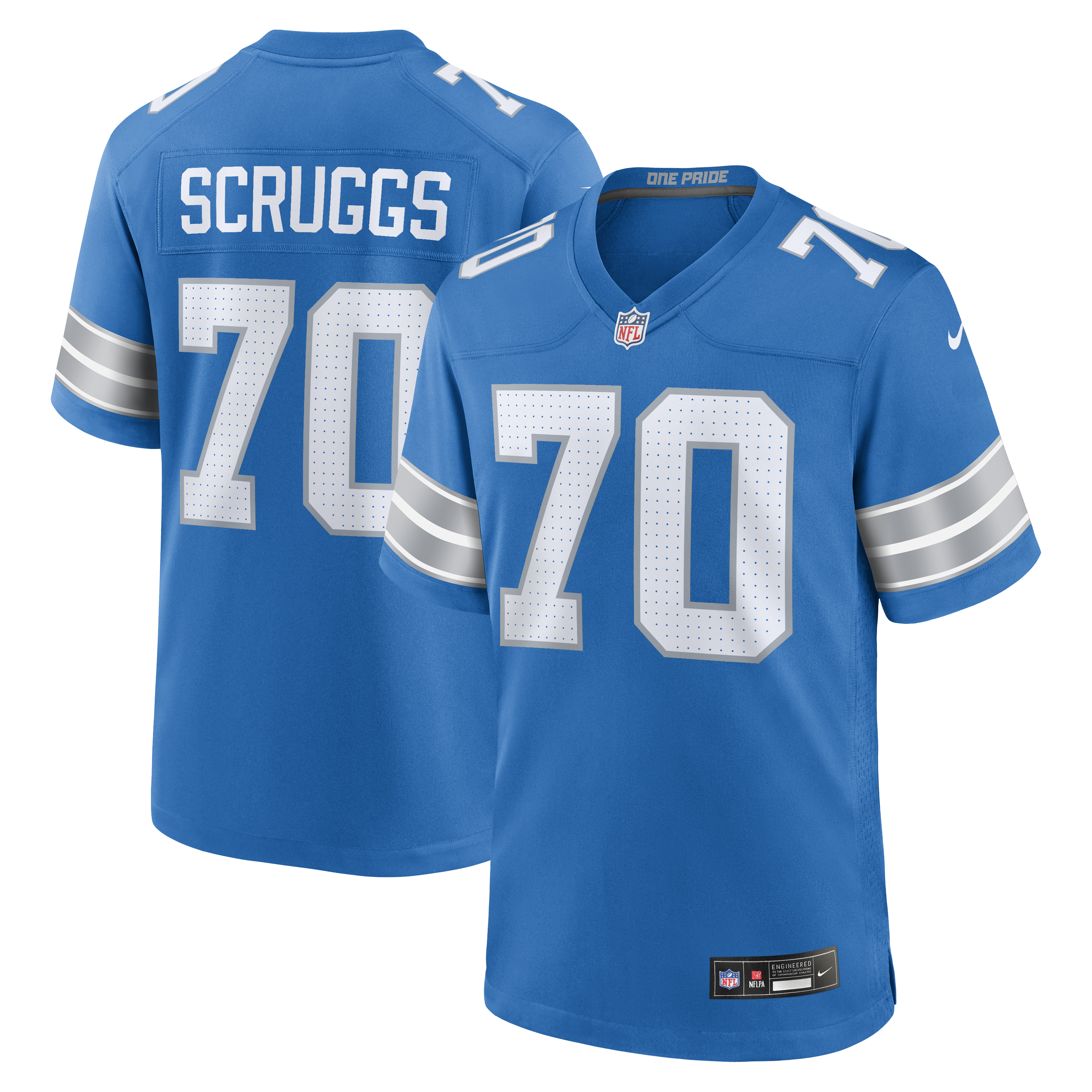 Men's Nike Juice Scruggs  Blue Detroit Lions Team Game Jersey