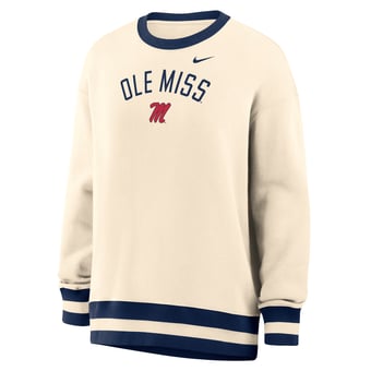 Women's Nike Natural Ole Miss Rebels Oversized Phoenix Fleece Sweatshirt