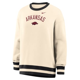 Women's Nike Natural Arkansas Razorbacks Oversized Phoenix Fleece Sweatshirt