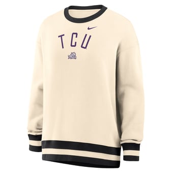 Women's Nike Natural TCU Horned Frogs Oversized Phoenix Fleece Sweatshirt