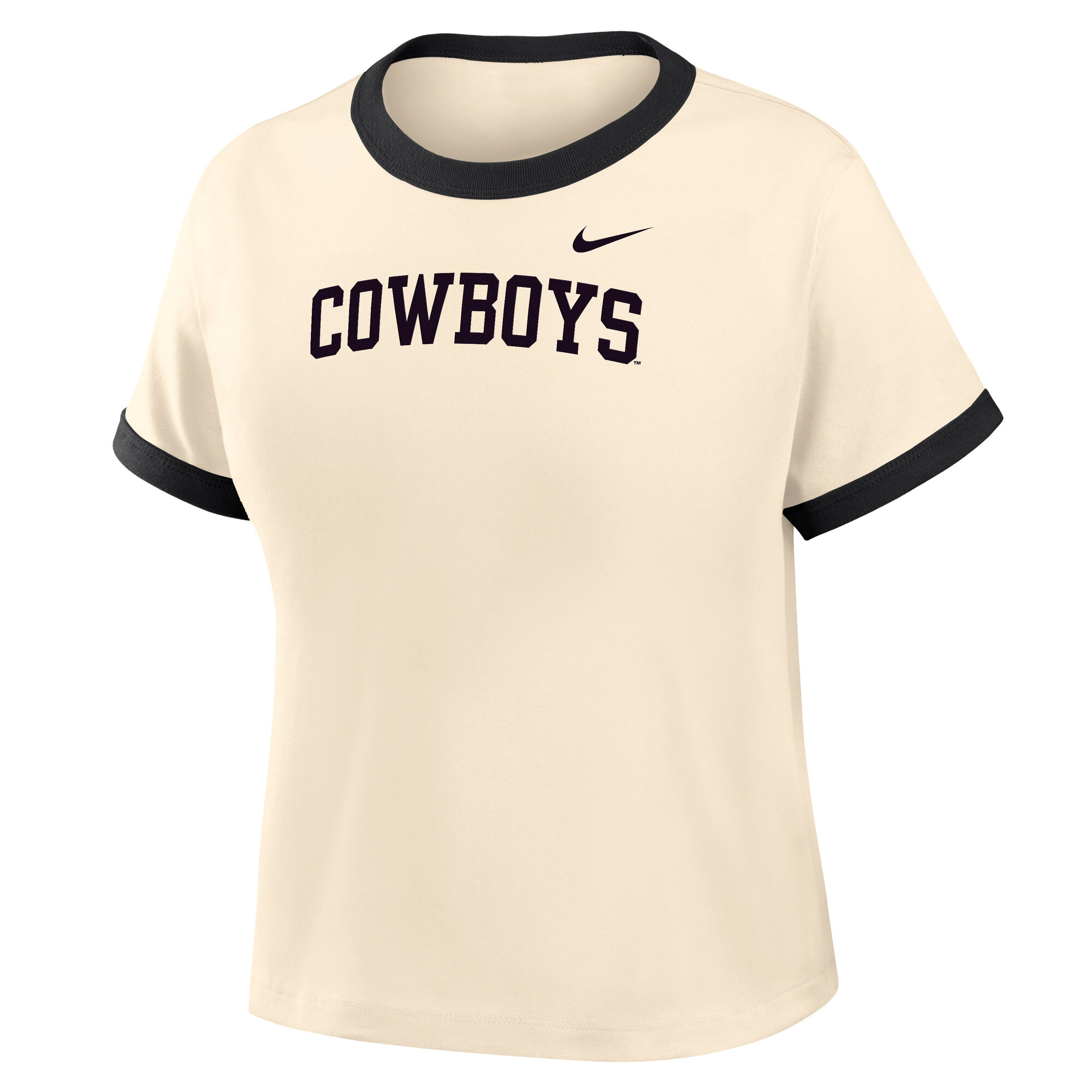 Women's Nike Natural Oklahoma State Cowboys Ringer Mod Cropped T-Shirt