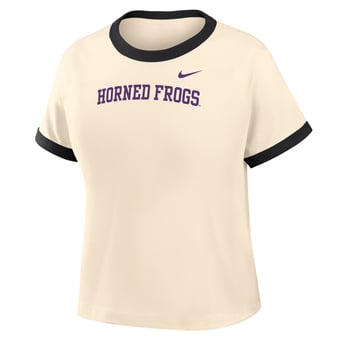 Women's Nike Natural TCU Horned Frogs Ringer Mod Cropped T-Shirt