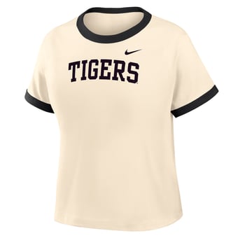 Women's Nike Natural Missouri Tigers Ringer Mod Cropped T-Shirt