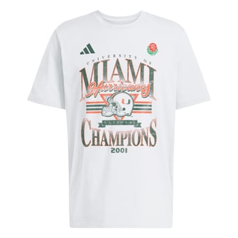 Men's adidas White Miami Hurricanes 2001 National Champions Fresh T-Shirt