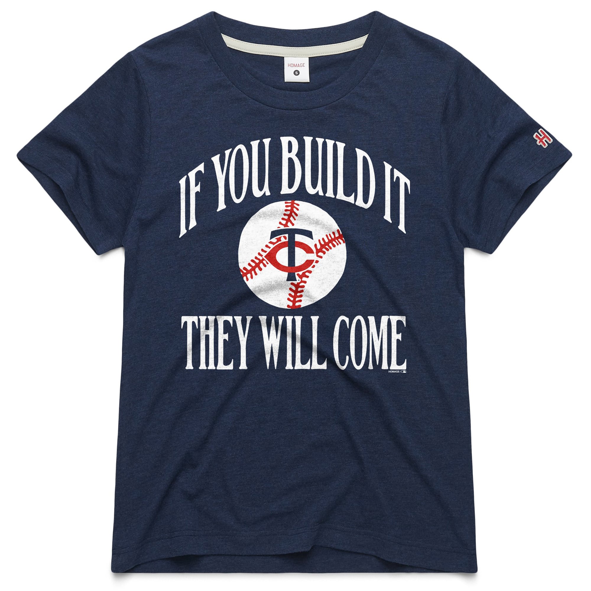 Maglietta da donna Homage Navy Minnesota Twins 2026 Field of Dreams If You Build It in tessuto tri-blend