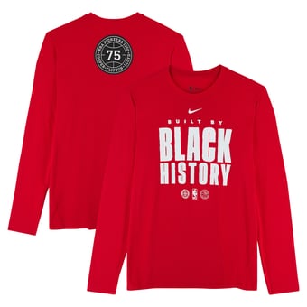 Atlanta Hawks Team-Issued Red "Black History Month" Long Sleeve Shirt from the 2025-26 NBA Season
