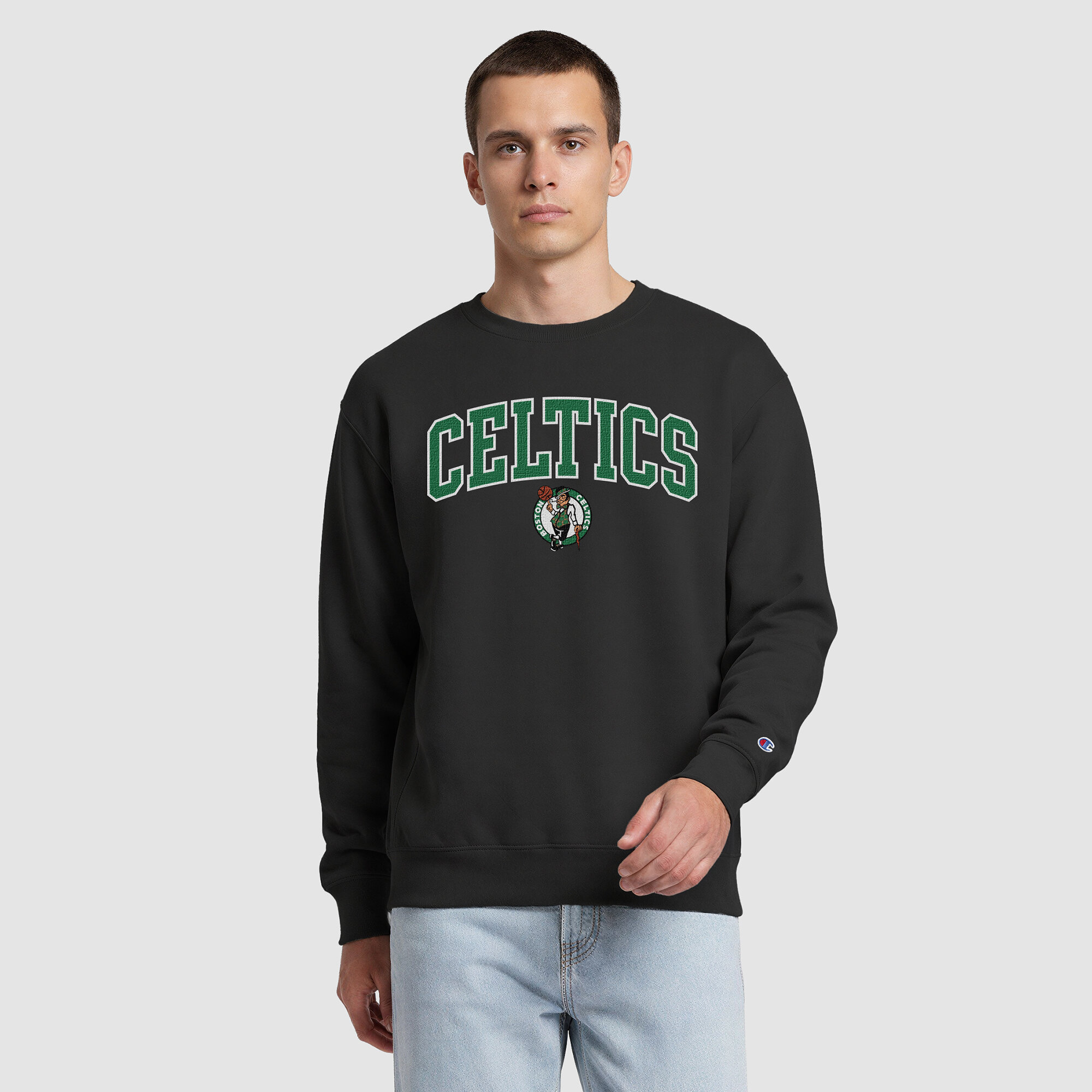 Men's Champion  Black Boston Celtics Contrast Sweatshirt