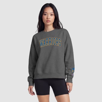 Women's Champion  Heather Gray Golden State Warriors Contrast Crewneck Sweatshirt