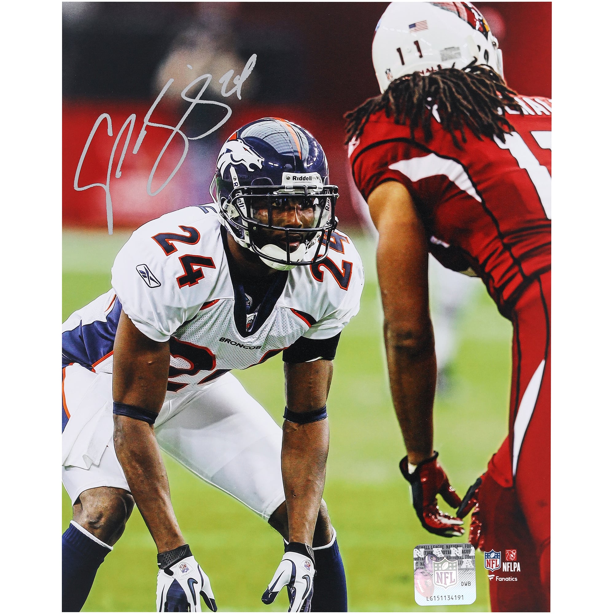 Champ Bailey Denver Broncos Autographed 8" x 10" Matchup vs. Larry Fitzgerald Photograph