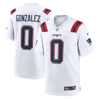 Men's Nike Christian Gonzalez White New England Patriots Game Jersey
