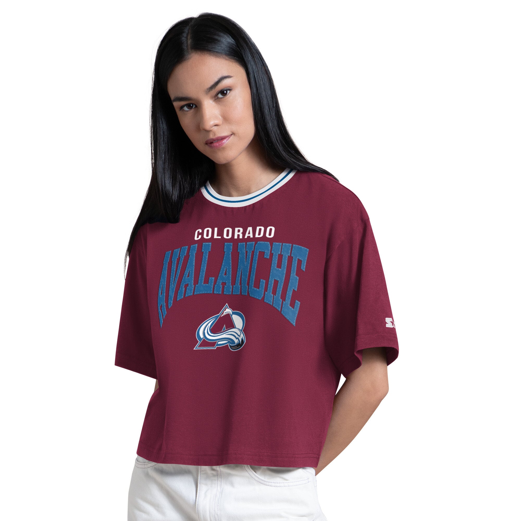 Women's Starter  Burgundy Colorado Avalanche Ace Cropped T-Shirt