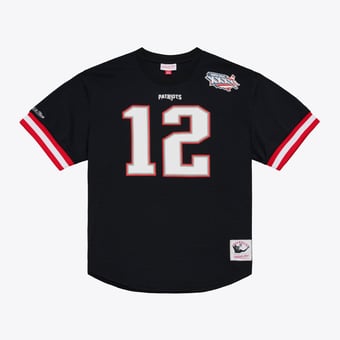 Men's Mitchell & Ness Tom Brady Black New England Patriots Retired Player Name & Number Mesh Top