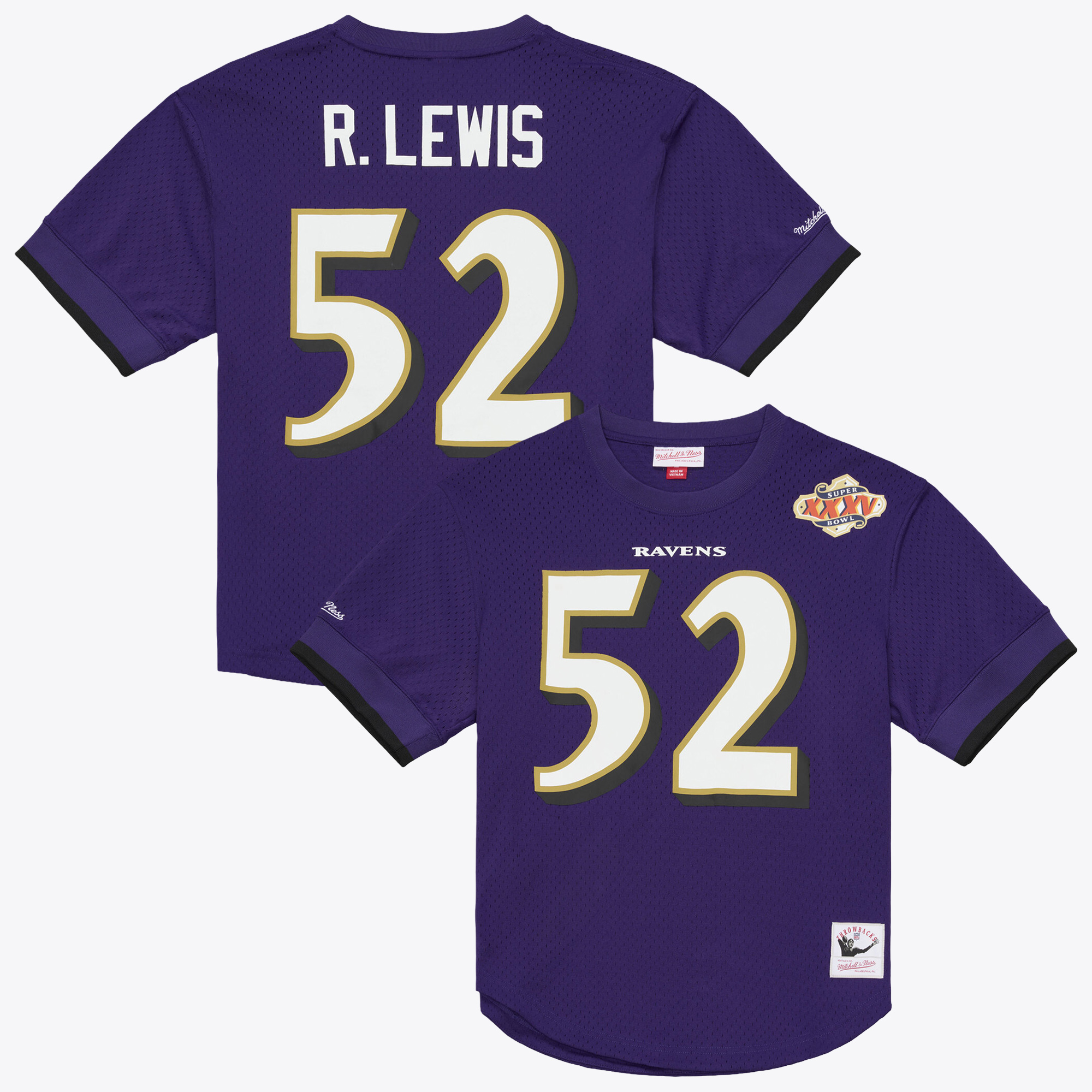 Mitchell & Ness Men's Ray Lewis Purple Baltimore Ravens Retired Player Name & Number Mesh Top - Purple