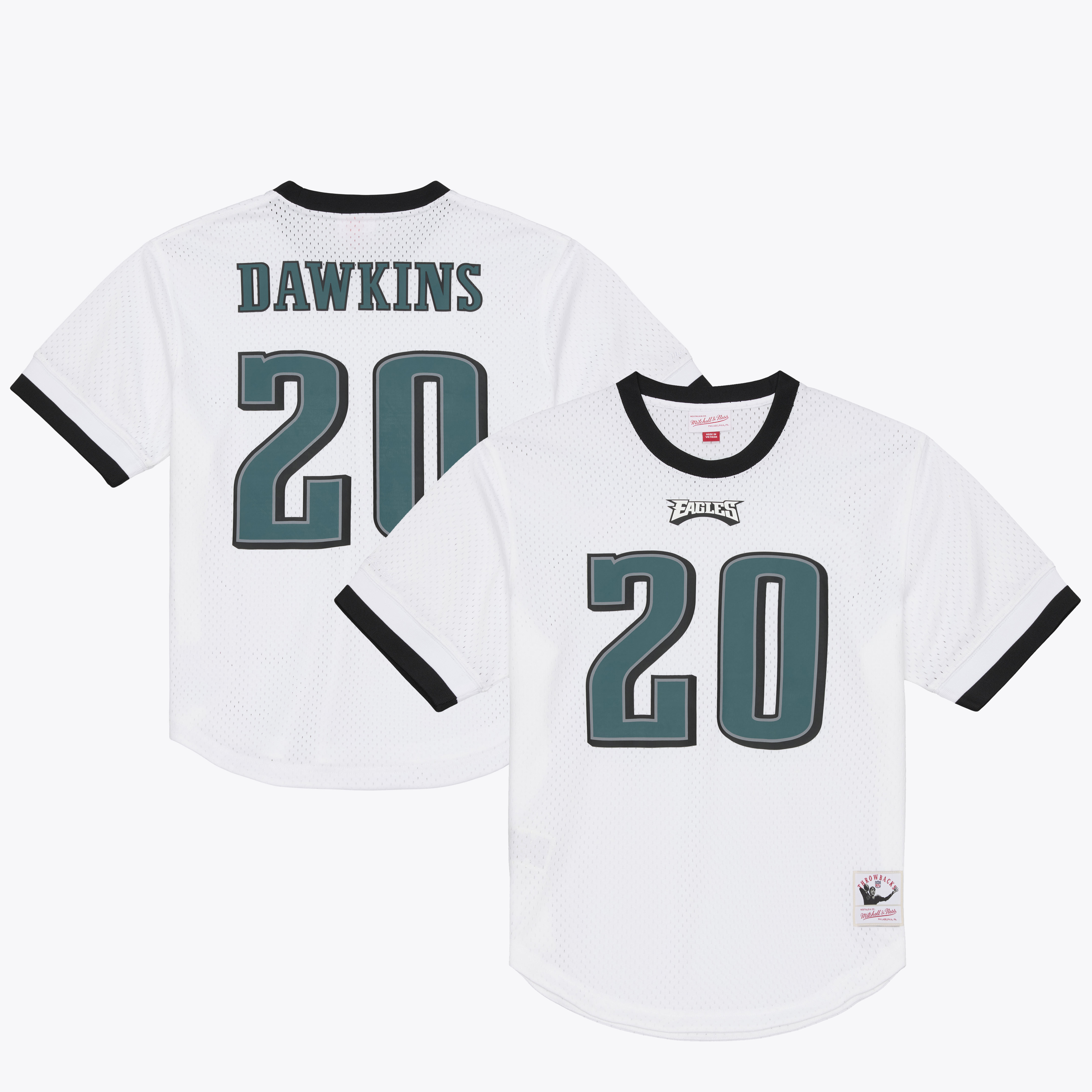 Mitchell & Ness Men's Brian Dawkins White Philadelphia Eagles Retired Player Name & Number Mesh Top - White