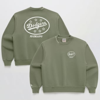 Unisex Madhappy Olive Los Angeles Dodgers Oval Heavyweight Fleece Sweatshirt