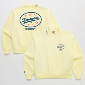 Unisex Madhappy Yellow Los Angeles Dodgers Oval Heavyweight Fleece Sweatshirt