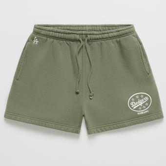 Unisex Madhappy Olive Los Angeles Dodgers Oval Fleece Shorts