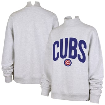 Women's '47  Heather Gray Chicago Cubs Subtle Muse Mock Neck Sweatshirt