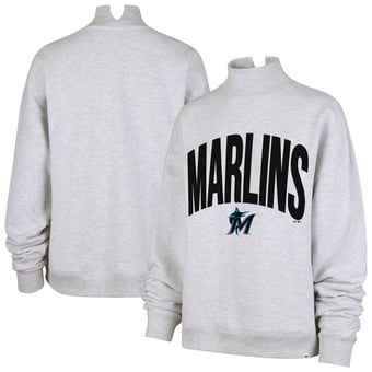 Women's '47  Heather Gray Miami Marlins Subtle Muse Mock Neck Sweatshirt
