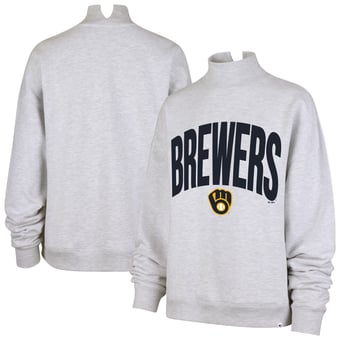 Women's '47 Heather Gray Milwaukee Brewers Subtle Muse Mock Neck Sweatshirt