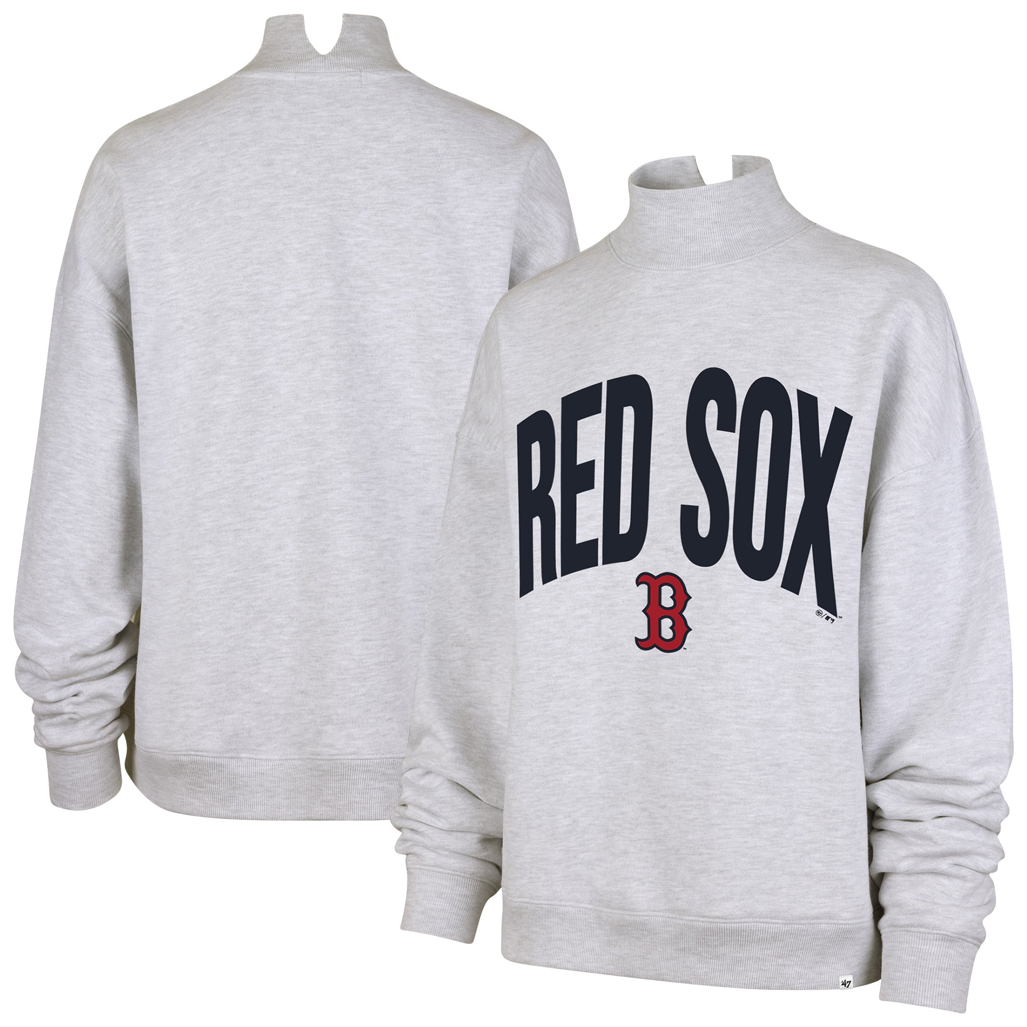 Women's '47  Heather Gray Boston Red Sox Subtle Muse Mock Neck Sweatshirt