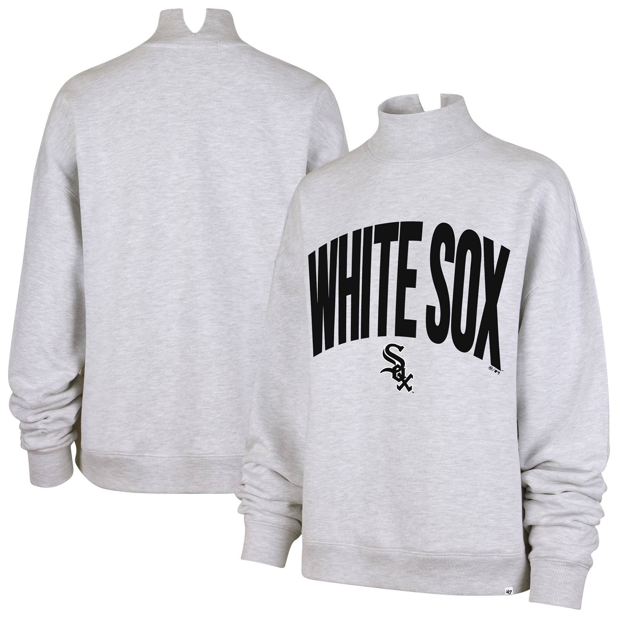 Women's '47  Heather Gray Chicago White Sox Subtle Muse Mock Neck Sweatshirt