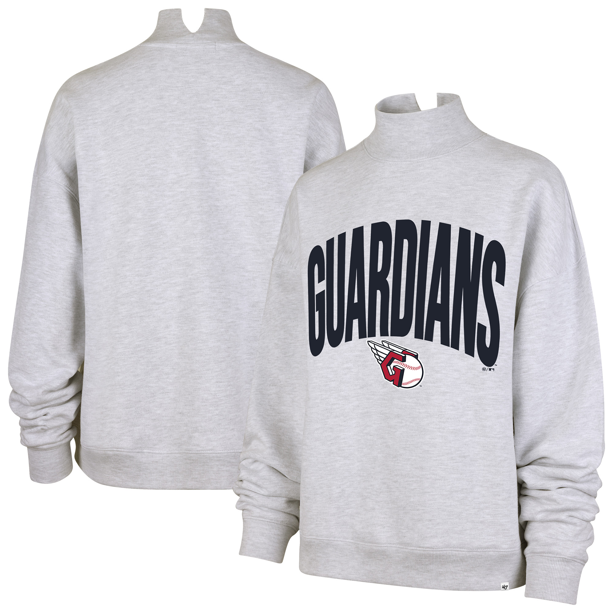 Women's '47  Heather Gray Cleveland Guardians Subtle Muse Mock Neck Sweatshirt
