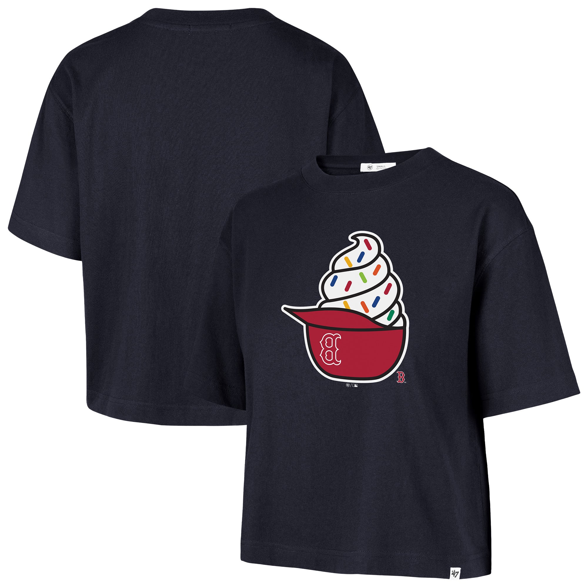 Women's '47 Navy Boston Red Sox Ice Cream Helmet T-Shirt