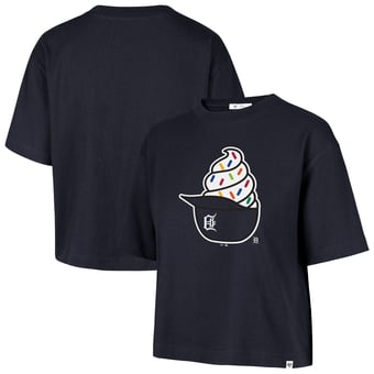 Women's '47  Navy Detroit Tigers Ice Cream Helmet T-Shirt