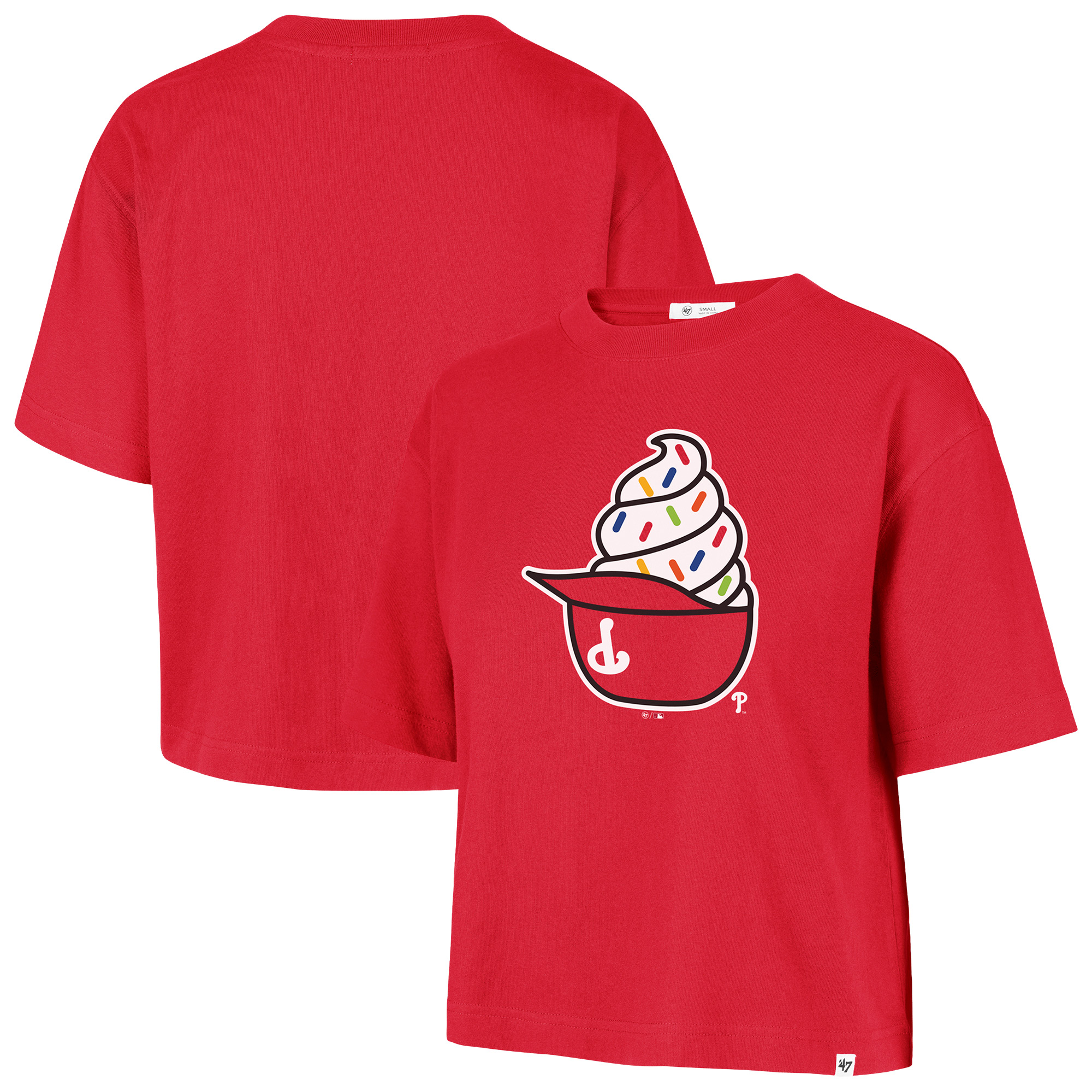Women's '47  Red Philadelphia Phillies Ice Cream Helmet T-Shirt