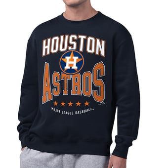 Men's Starter  Navy Houston Astros Center Squeeze Fleece Sweatshirt