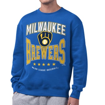 Men's Starter  Royal Milwaukee Brewers Center Squeeze Fleece Sweatshirt
