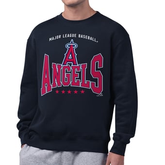 Men's Starter  Navy Los Angeles Angels Center Squeeze Fleece Sweatshirt