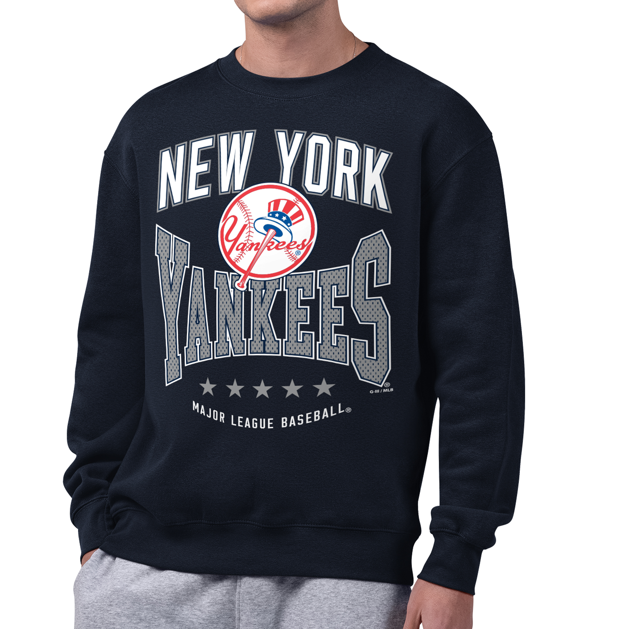 Men’s Starter Navy New York Yankees Center Squeeze Fleece Sweatshirt