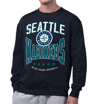 Men's Starter  Navy Seattle Mariners Center Squeeze Fleece Sweatshirt