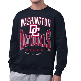 Men's Starter  Navy Washington Nationals Center Squeeze Fleece Sweatshirt