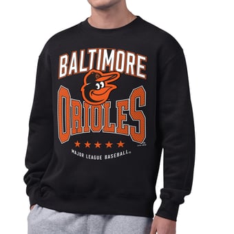 Men's Starter  Black Baltimore Orioles Center Squeeze Fleece Sweatshirt