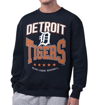 Men's Starter  Navy Detroit Tigers Center Squeeze Fleece Sweatshirt