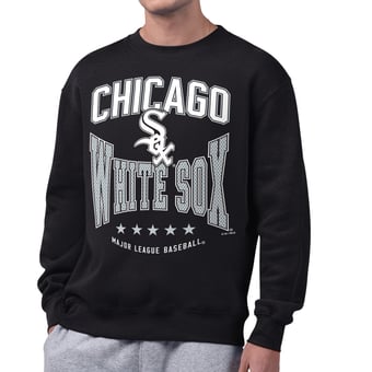 Men's Starter  Black Chicago White Sox Center Squeeze Fleece Sweatshirt
