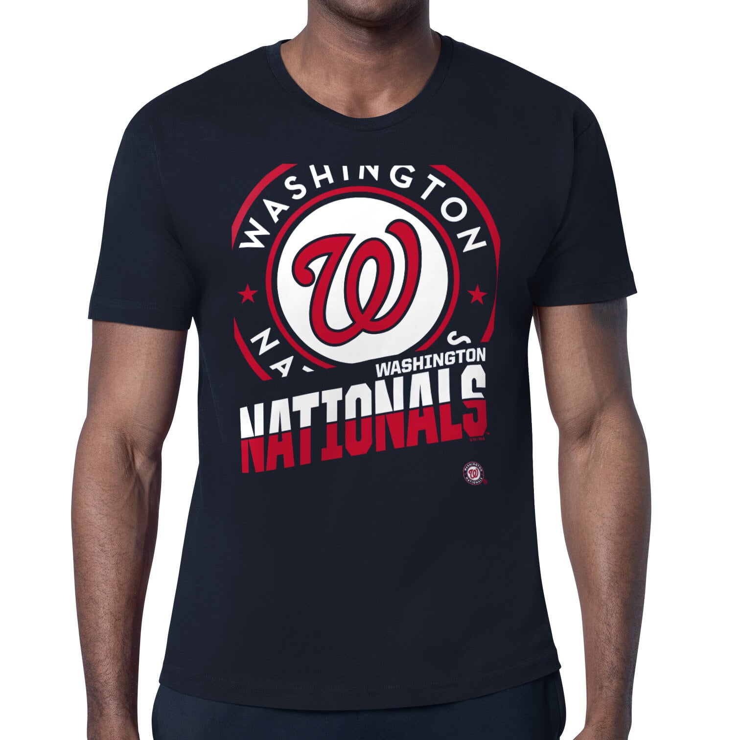 Men's Starter  Navy Washington Nationals Logo Zoom T-Shirt